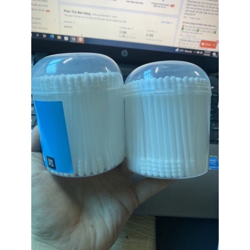 Hộp tăm bông ngoáy tai người lớn hộp to, tăm vệ sinh tai, mũi tăm bông y tế