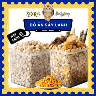 Đồ ăn sấy khô cho chó mèo hỗn hợp các loại dinh dưỡng hộp 660G, Thịt sấy lạnh cho thú cưng đa dạng dinh dưỡng