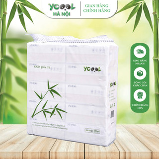 Giấy ăn gấu trúc giấy ăn sợi tre nguyên sinh giấy rút Ycool 1 bịch 10 gói