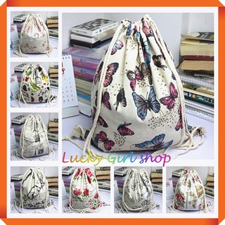 Balo Dây Rút Miệng Nhiều Hoạ Tiết Vải Canvas/ Bố Dây Rút Dù Size 38*33cm - Lucky Girl shop NHA TRANG