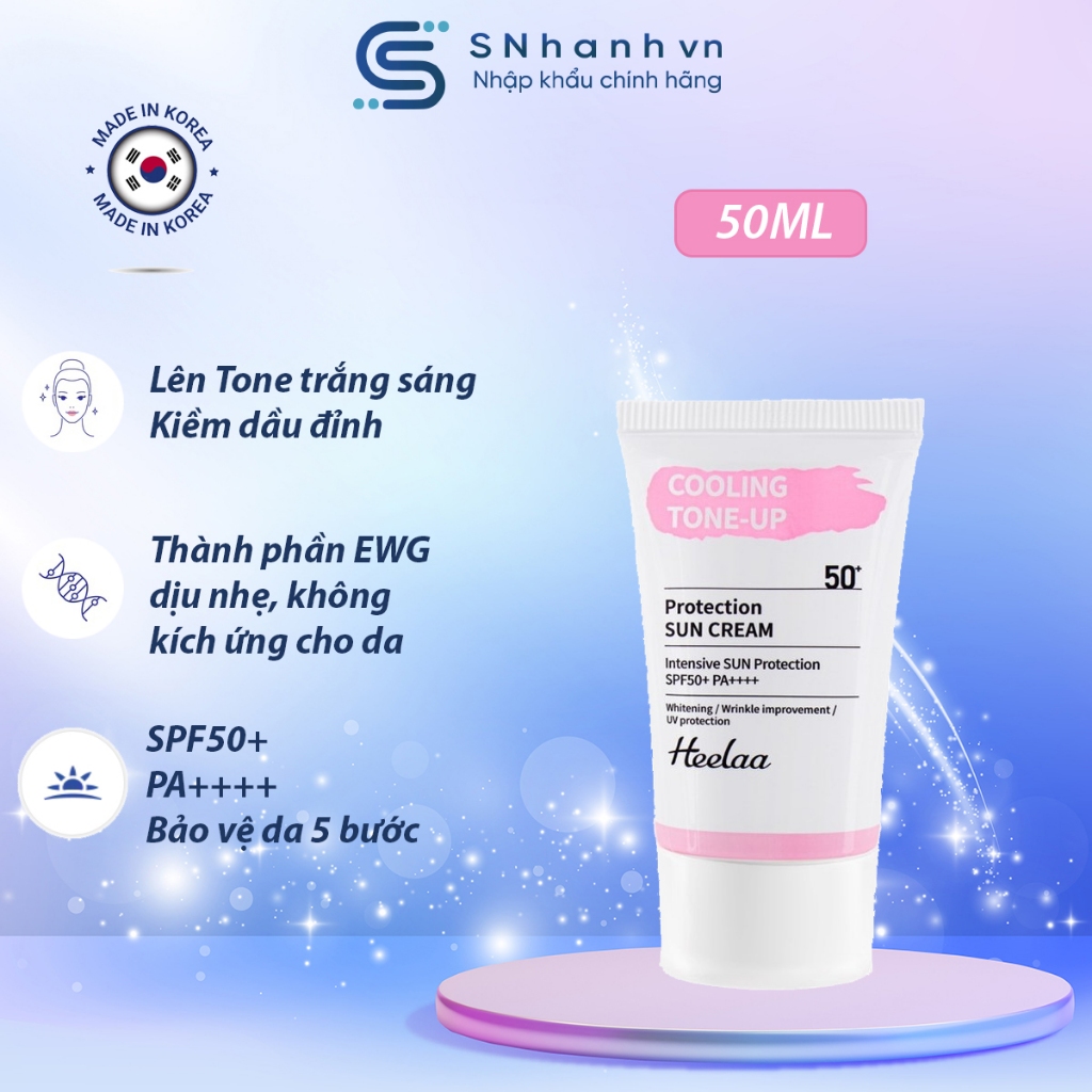 Kem chống nắng Heelaa Cooling Tone-Up Sun Cream Spf50+ Pa++++