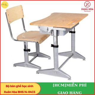 Bàn ghế học sinh bhs-14-04cs gỗ cao xu ghép thanh cao cấp xuân hòa