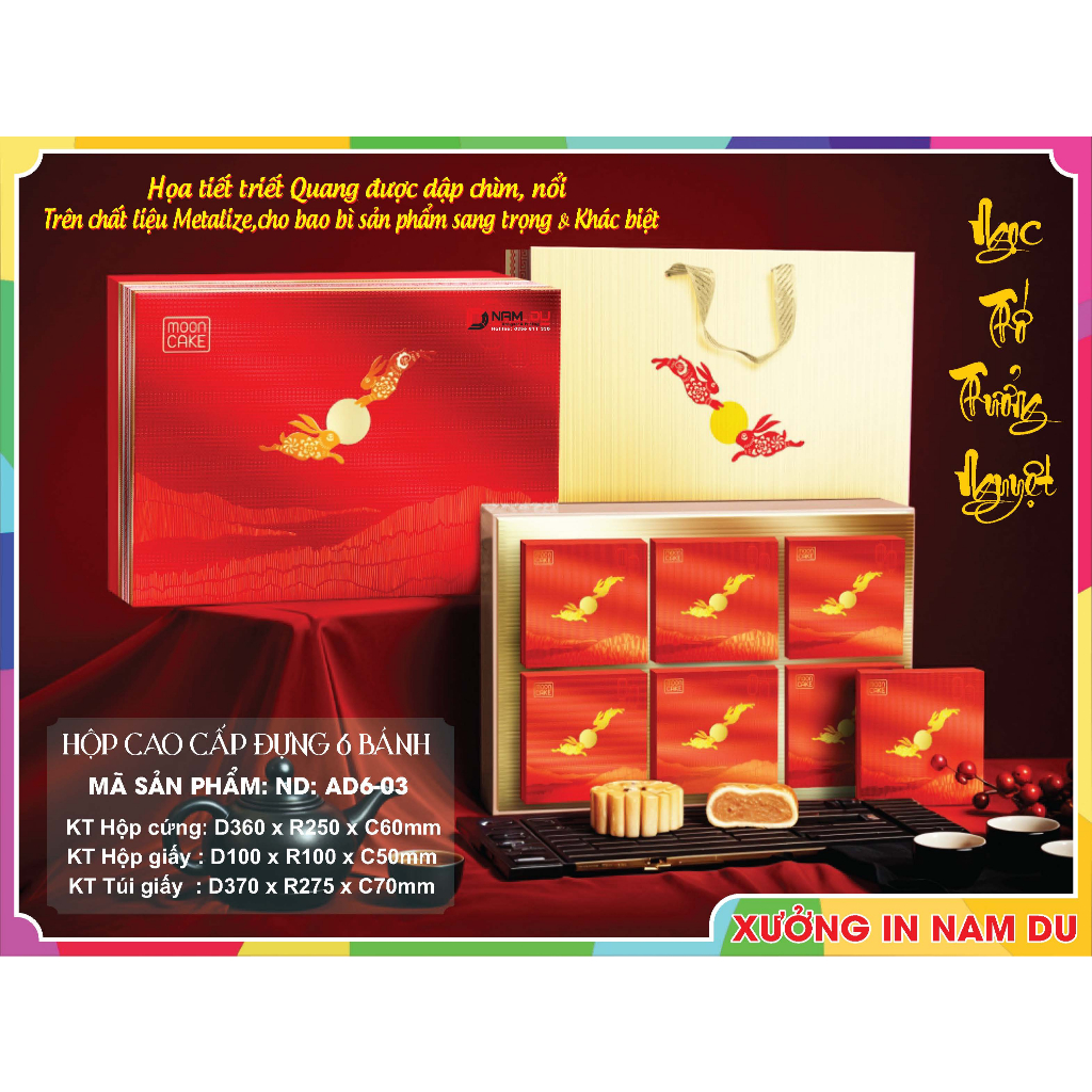 Vỏ Hộp Bánh Trung Thu 2024 Loại 6 Bánh Cao Cấp