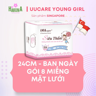 Băng vệ sinh UUcare Young Girl Siêu Thấm Mặt lưới lụa hoá 24cm - 8 Miếng
