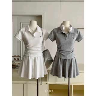 [NEW] Set Áo PoLo Ngắn Tay Nhún Eo Mix Chân Váy Xoè Có Lót Quần Trong Lina Closet