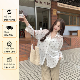 Áo Sơ Mi Nữ In Hình Nơ Phong Cách Hàn Quốc Kèm Áo Quây 24613-1-tiemvayxinh