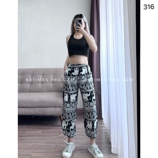 Quần lanh dài họa tiết thổ cẩm BIGSIZE, quần dài lanh ống suông, quần boom