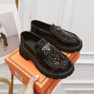 Giày lười nữ da bóng đế độn thời trang, loafer nữ đế cao 4cm, giày búp bê nữ da mềm hot trend P-004