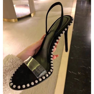 Sandal wang viền đá quai chun và nhựa cao cấp