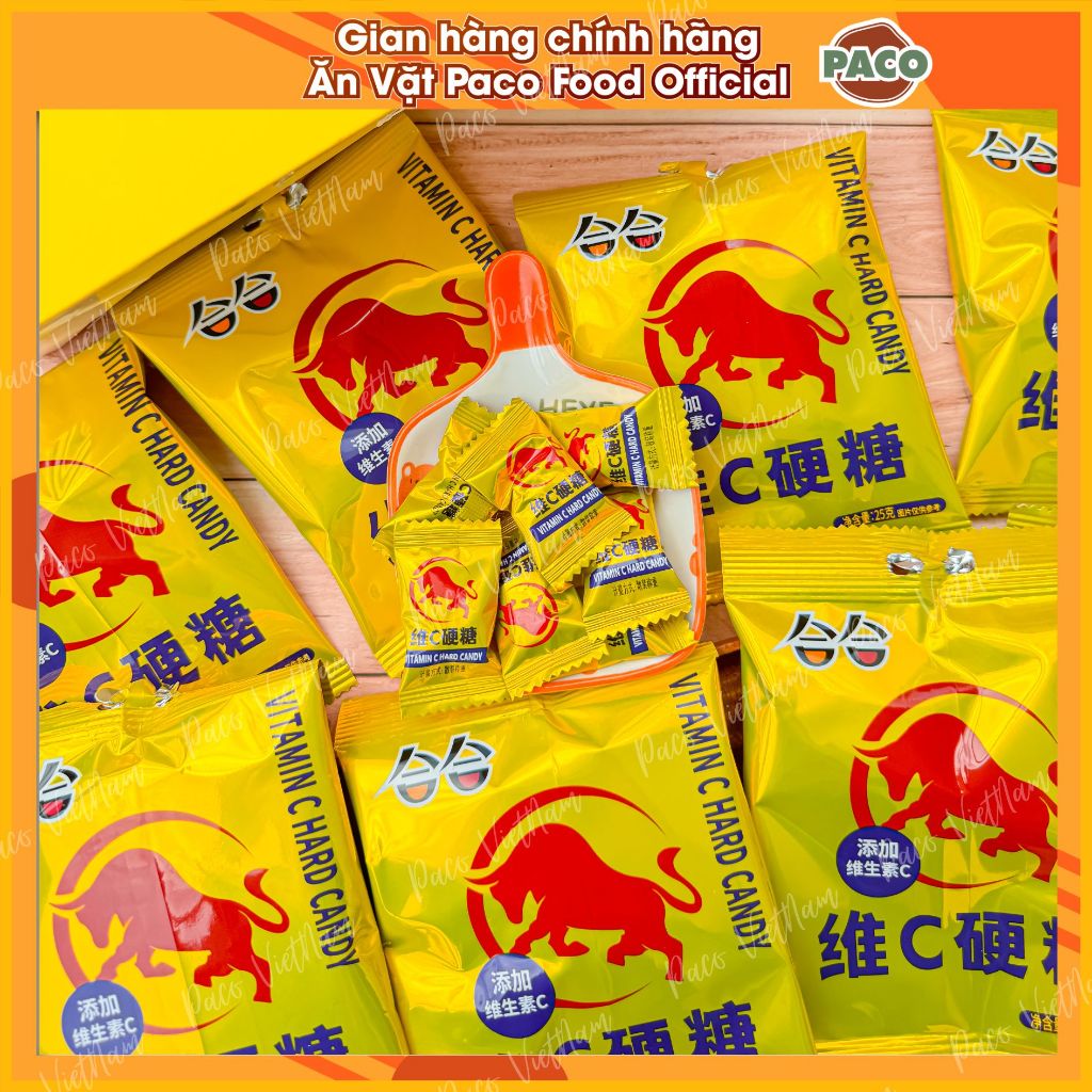 kẹo tăng lực kẹo bò húc redbull vitamin C gói nhỏ dùng thử 25g