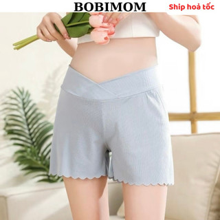 Quần đùi mặc váy su gân cạp chéo an toàn cho mẹ bầu size M-XXL