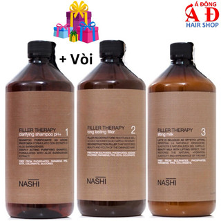 Bộ phục hồi tóc hư tổn nashi filler therapy 3 bước chuyên nghiệp italia 1000mlx3