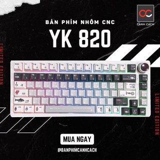 Bàn Phím Cơ Nhôm CNC YK820 Có Núm Xoay