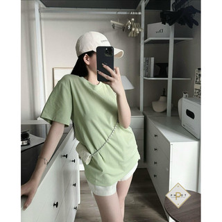 Áo phông trơn cổ tròn màu xanh bơ khánh lê