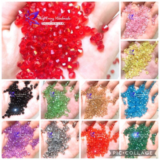 Túi 30 hạt đá pha lê nón (hình thoi) 4mm lấp lánh làm đồ trang sức
