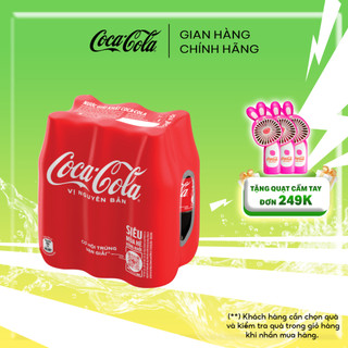 Lốc 6 Chai Nước Ngọt Giải Khát Có Ga Coca-Cola Vị Nguyên Bản Original 390ml/Chai Coca-Cola Official Store