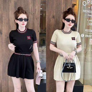 Set len Miu miu chân váy dập ly hàng QC freesize