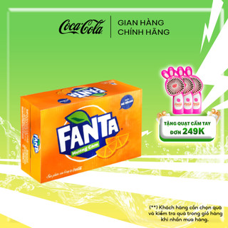 Thùng 24 Lon Nước ngọt có gas Fanta vị Cam 235ml/Lon Coca-Cola Offical Store