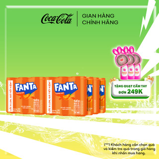Lốc 24 lon nước giải khát có gas fanta cam lon 320ml/lon coca-cola official store