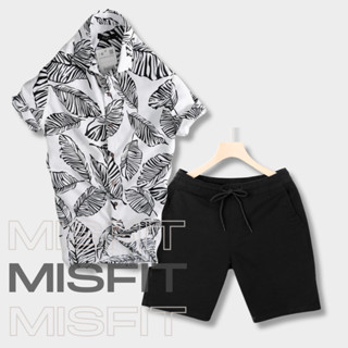 Combo quần áo nam MISFIT gồm áo sơ mi cổ vest, quần short kaki 5 màu- kaki mềm mịn-co giãn TRANGDEN