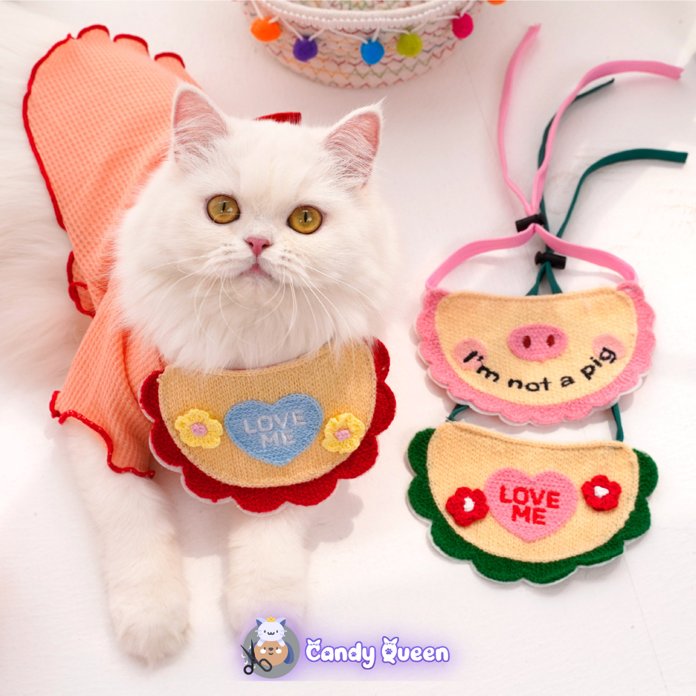 Yếm Đeo Dễ Thương Thú Cưng In Hình Ngộ nghĩnh, Đáng Yêu Cho Cún Miu