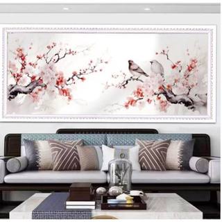 Tranh thêu kín phong cảnh Xuân Về - 128x55cm, 180x75cm (tranh chưa thêu)