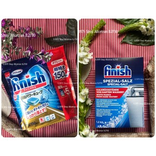 Combo Viên rửa chén bát Finish Power Cube túi 150 viên (Hàng nội địa Nhật Bản) + 1 muối Finish 1.2kg