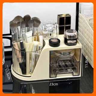  Tủ nhựa mini để bàn xinh đựng đồ dùng học tập có ống bút xoay 360 nhiều ngăn đồ trang điểm decor đẹp 