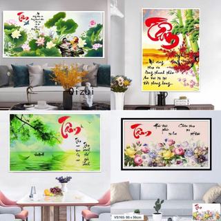 (Nhiều mẫu) Tranh đính đá chữ Tâm , tranh chưa đính đá