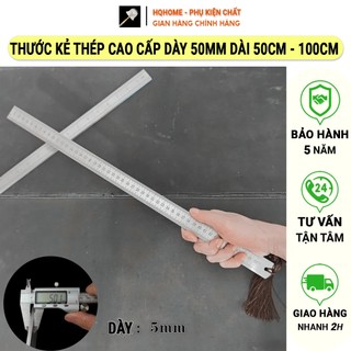 Thước Kẻ Thép Cao Cấp Nguyên Khối Chống Gỉ Dày 5mm Đa Chức Năng Dùng Trong Đo Đạc, Tự Vệ, Gắn Trên Xe Dài 50 Cm - 100 Cm