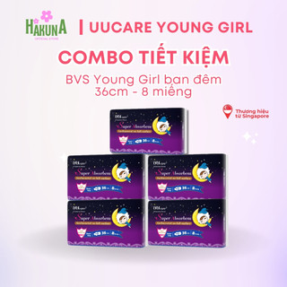 Combo tiết kiệm băng vệ sinh UUcare Singapore Young Girl ban đêm 36cm 8 miếng