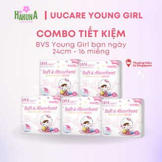 Combo tiết kiệm Băng vệ sinh UUcare Singapore Young GIrl ban ngày 24cm 16 miếng
