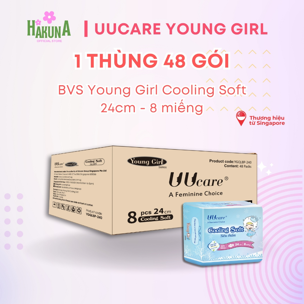1 THÙNG BVS YOUNG GIRL GÓI NHỎ UUCARE SINGAPORE