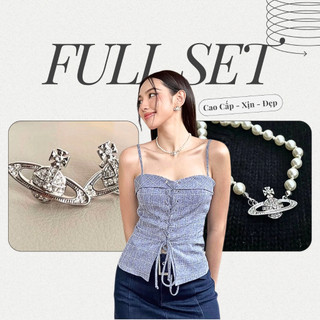  Set Vòng Cổ Vòng Tay Bông Tai Ngọc Trai Nhân Tạo Mặt Hành Tinh Vi.viene We.stwood Cá Tính Sang Chảnh