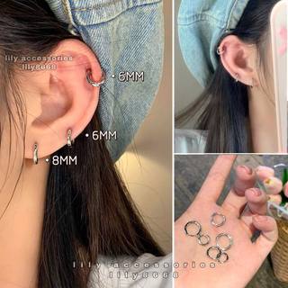 Classic Hoop Earring khuyên tai titan tròn basic không gỉ không đen không dị ứng nam nữ unisex