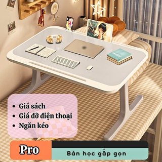 Bàn Học Gấp Gọn Ngồi Bệt Làm Việc Thông Minh Để LapTop có khe cắm điện thoại chân bàn chữ T 