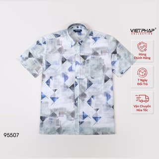  Áo Sơ Mi Nam Ngắn Tay VIỆT PHÁP Form Luxury Chất liệu  Bambo In Bông  lịch lãm sang trọng 95507 