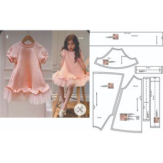 Rập giấy đầm ragland cho bé R463 - bản vẽ
