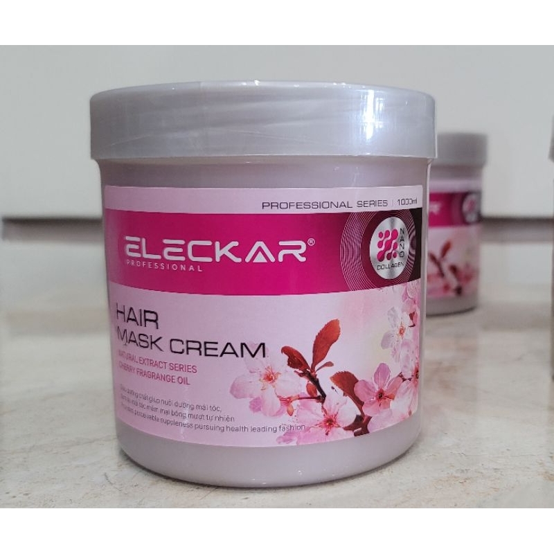Hấp dầu, ủ lạnh tóc ELECKAR HOA ANH ĐÀO 1000ml (Tặng kèm trùm ủ tóc)