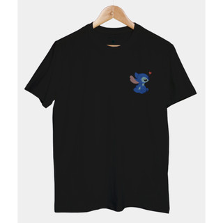Áo thun thêu cotton unisex thêu xanh nước biển và hồng
