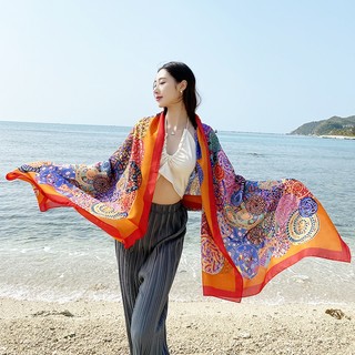 Khăn lụa dài họa tiết hoa anh đào sang trọng KLD-047 90x180cm THYTHY STORE