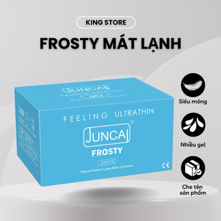 Bao cao su 001 JUNCAI Frosty mát lạnh siêu mỏng 001mm nhiều gel, đường gân đặc biệt kéo dài quan hệ
