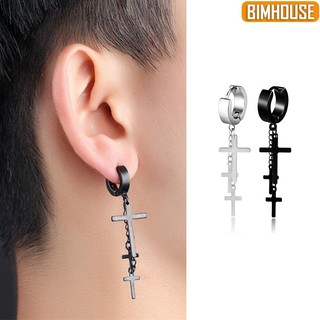 Bông tai BIMHOUSE, khuyên tai thánh giá nam nữ 3 chữ thập chất liệu titan chống gỉ thời trang (1 chiếc)