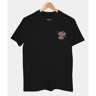 Áo thun thêu cotton unisex thêu xanh nước biển và hồng