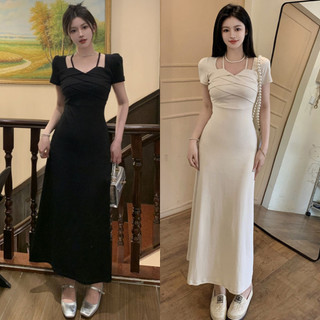 Đầm dài dự tiệc cổ v chéo ngực chất co giãn thoải mái d42