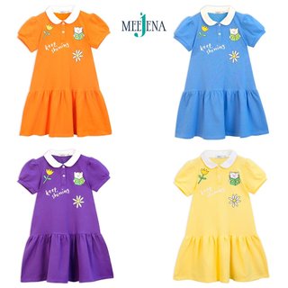 Váy bé gái, Váy cho bé gái ngắn tay từ 3-8 tuổi (14-39 kg), Váy xinh bé gái MEEJENA vải cá sâu, All5
