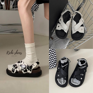 Giày sandal nữ quai chéo đi học dép xăng đan quai hậu phối khuy basic dễ mix đồ đi học đi chơi đi làm Kichi Shoes 1209 H