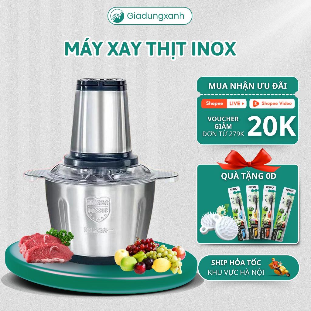 Máy Xay Thịt Inox 304 Dung Tích 2L Công Suất 200W 4 Lưỡi Dao Xay Thịt Cá, Rau Củ Có Thể Tháo Lắp