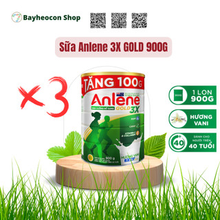 Bộ 3 lon sữa bột anlene gold move pro 3x hương vanilla hộp thiếc 900g