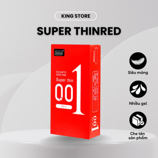 Bao cao su 001 JUNCAI Okamto Superthin Red hộp 10 cái siêu mỏng 0.01mm kéo dài quan hệ